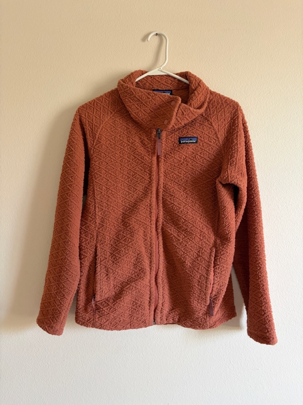 Patagonia Rust-Orange Textured Fleece Jacket